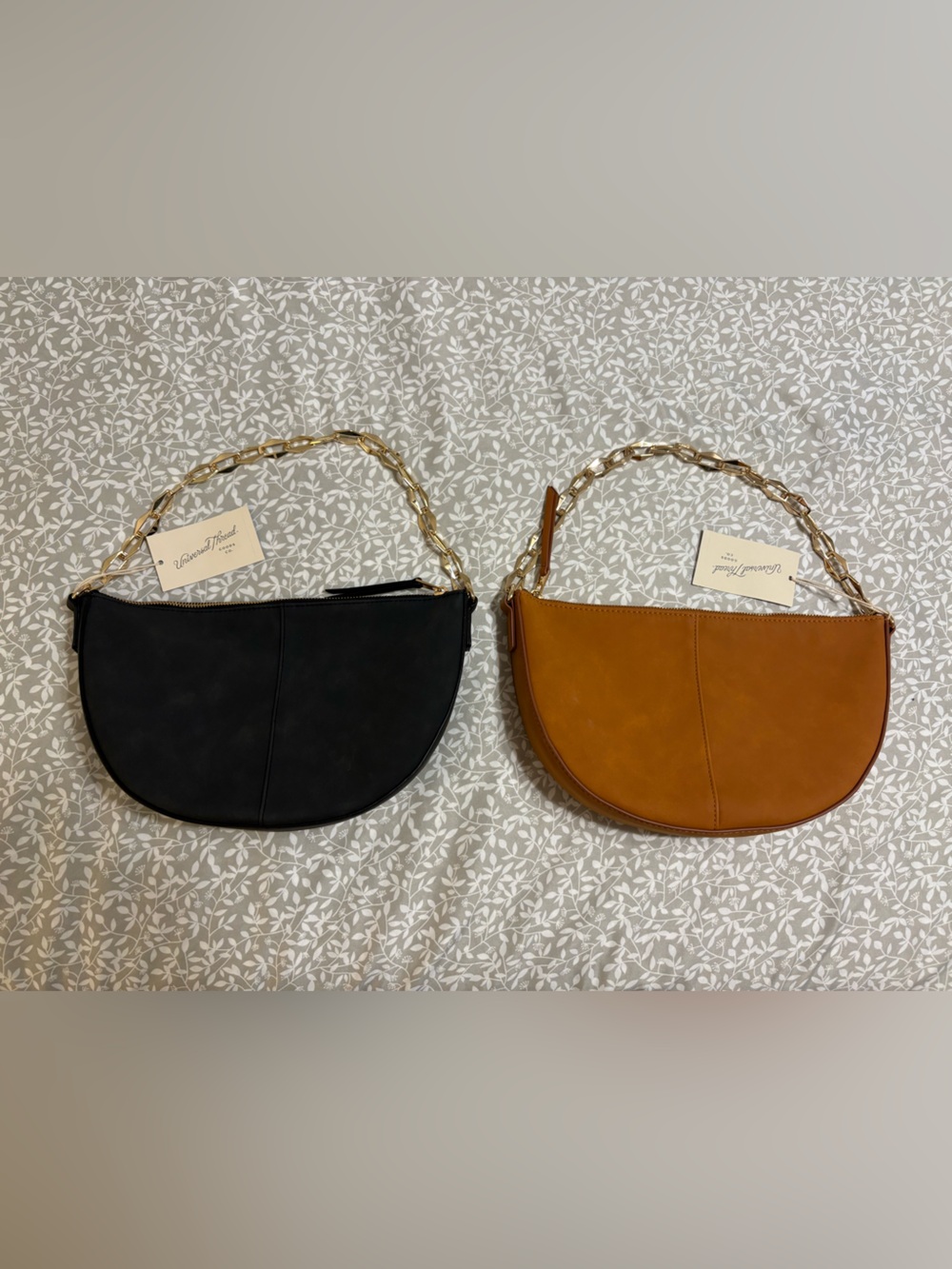 NWT Universal Thread Half Moon Chain Shoulder Bag Set Black Cognac Brown